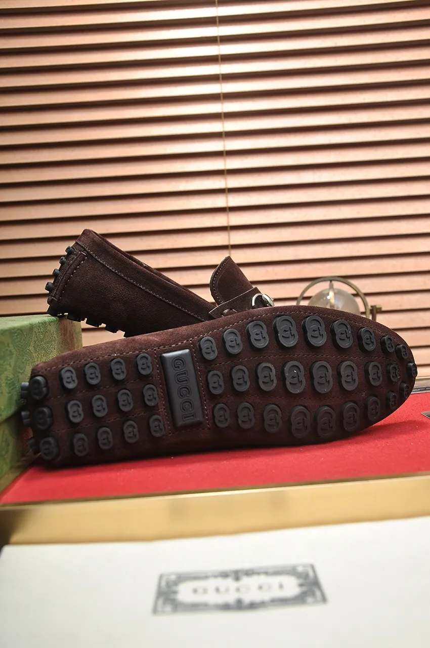 Men's Men's Shoes💰420💶【GUCCI】 (High-end Niuli) New 🍀Gucci*——Gucci Doudou Shoes! Made of imported original cowhide, the inner top layer is comfortable cowhide lining! Original wear-resistant rubber outsole! High quality products! Code number 38-44!